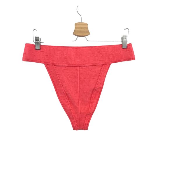 Free People free-est Dylan Lurex High-Waist Bikini Bottom Coral Pink Size XL - Picture 6 of 10